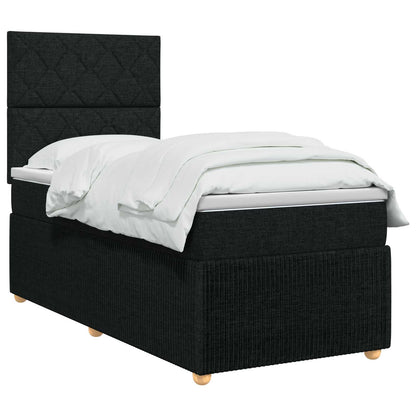 LED Boxspringbett mit Matratze Schwarz 80 x 200 cm Stoff