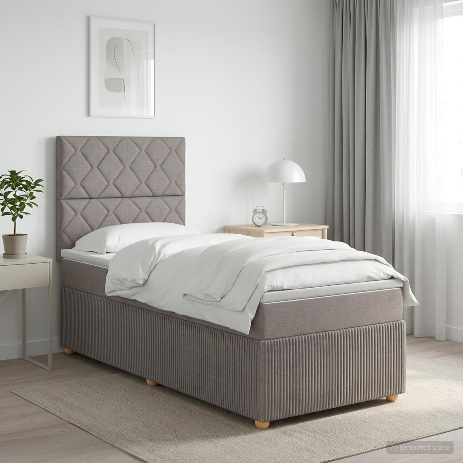 LED Boxspringbett mit Matratze Taupe 80 x 200 cm Stoff