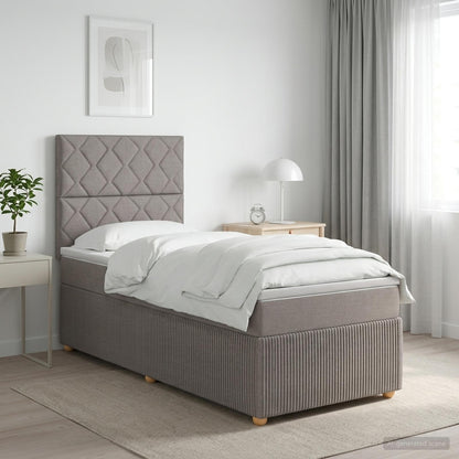 LED Boxspringbett mit Matratze Taupe 80 x 200 cm Stoff