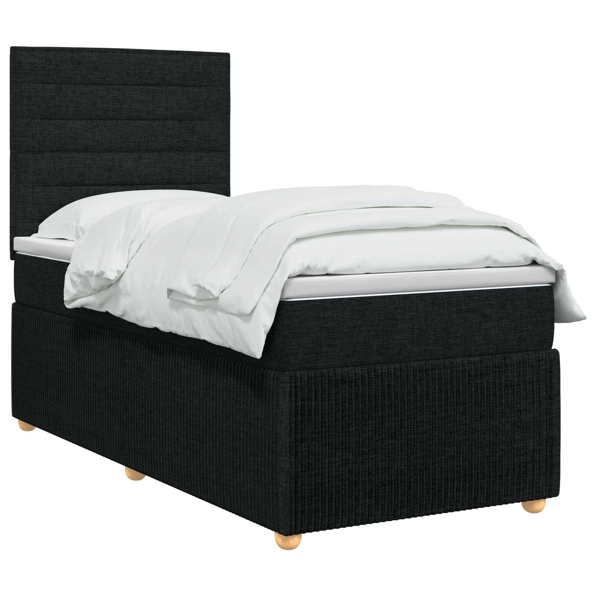 LED Boxspringbett mit Matratze Schwarz 90 x 190 cm Stoff