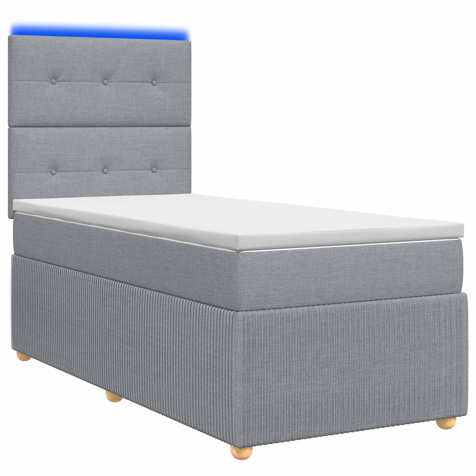 LED Boxspringbett mit Matratze Hellgrau 90 x 190 cm Stoff