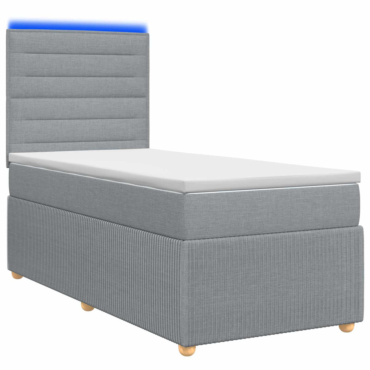 LED Boxspringbett mit Matratze Hellgrau 90 x 200 cm Stoff