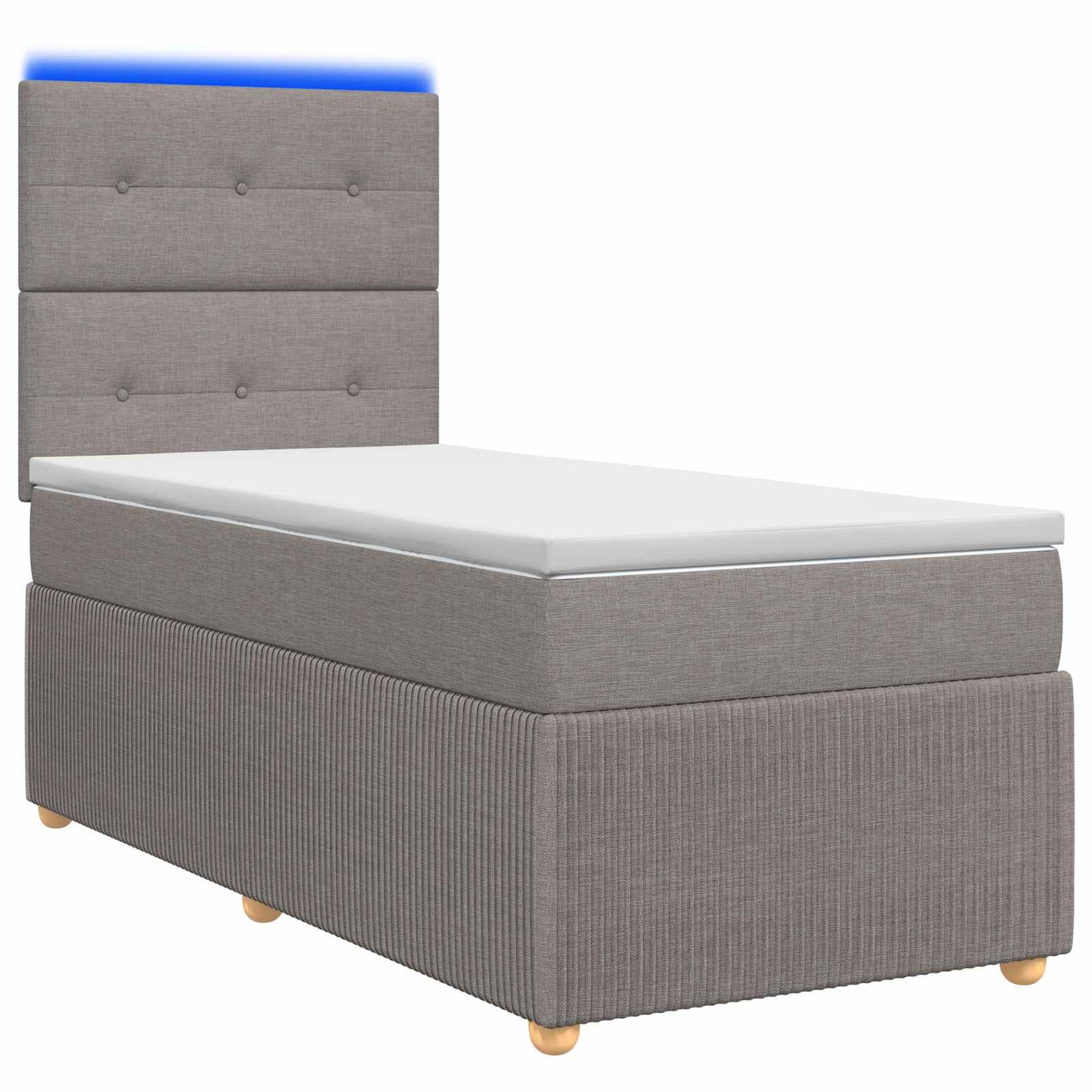 LED Boxspringbett mit Matratze Taupe 90 x 200 cm Stoff