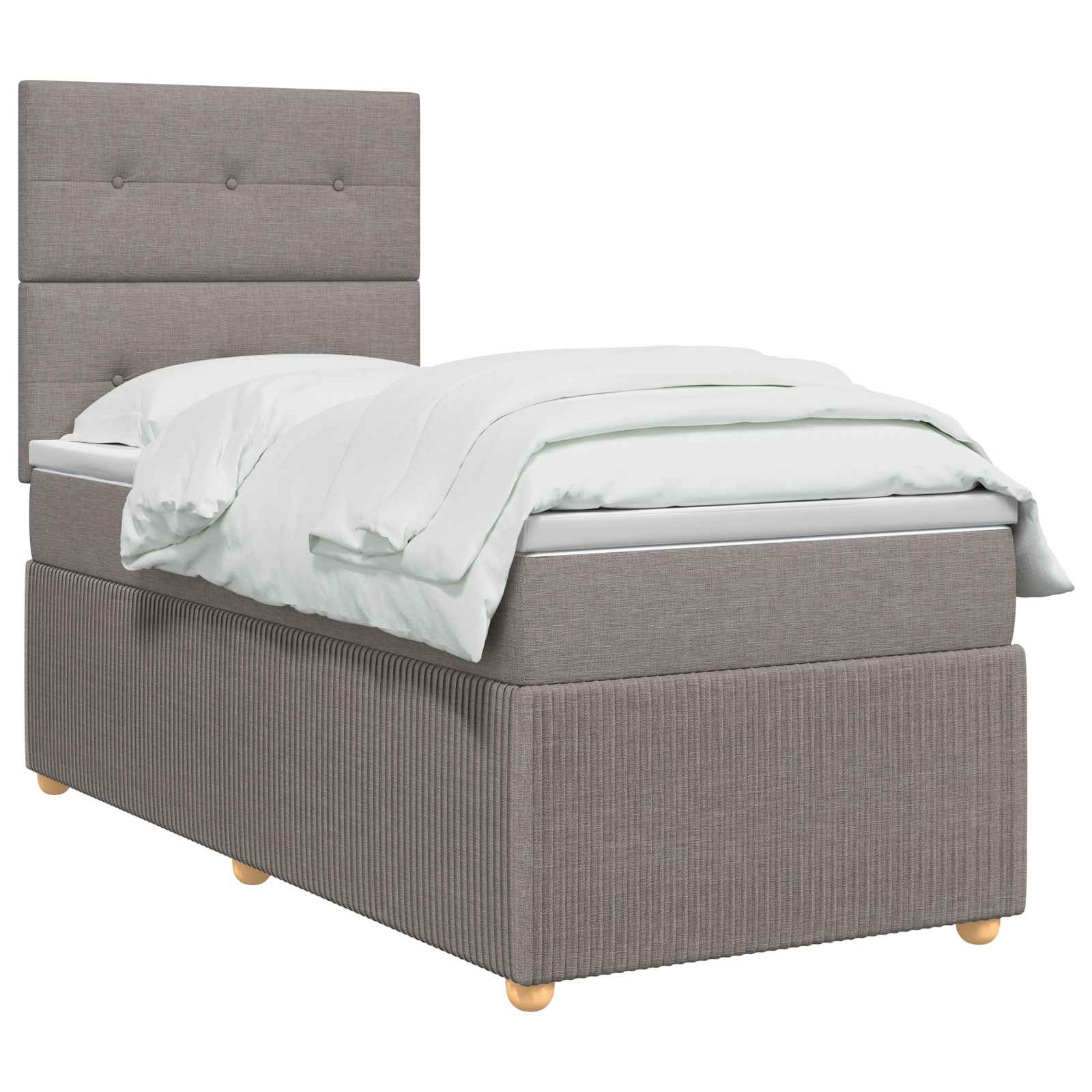 LED Boxspringbett mit Matratze Taupe 90 x 200 cm Stoff