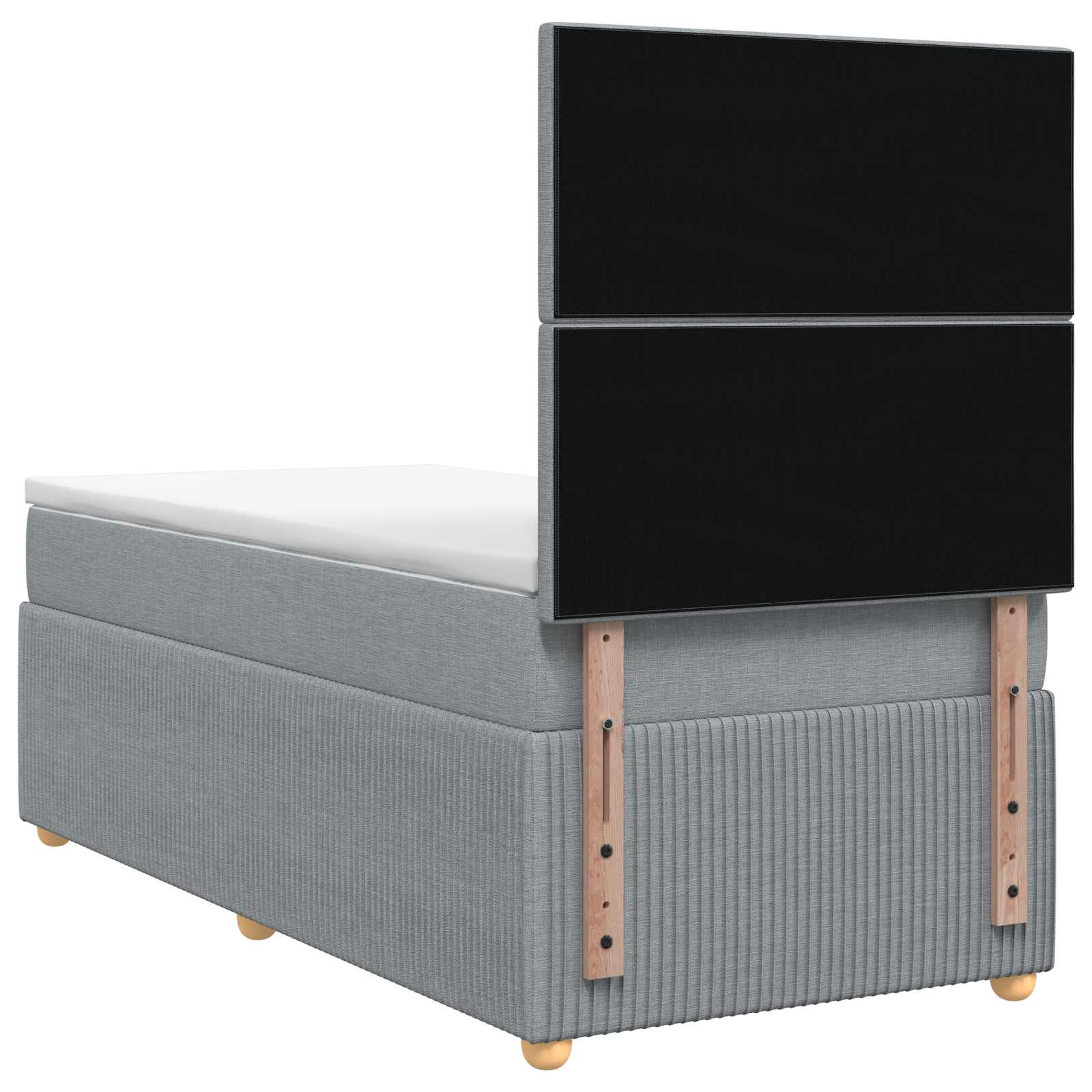 LED Boxspringbett mit Matratze Hellgrau 90 x 200 cm Stoff