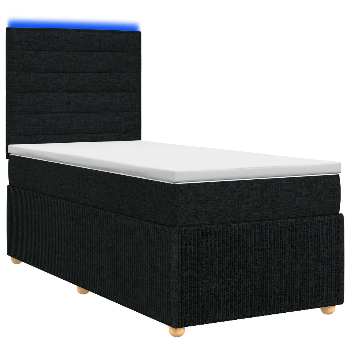 LED Boxspringbett mit Matratze Schwarz 100 x 200 cm Stoff