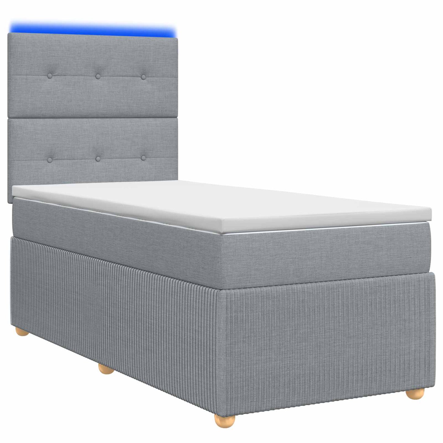 LED Boxspringbett mit Matratze Hellgrau 100 x 200 cm Stoff