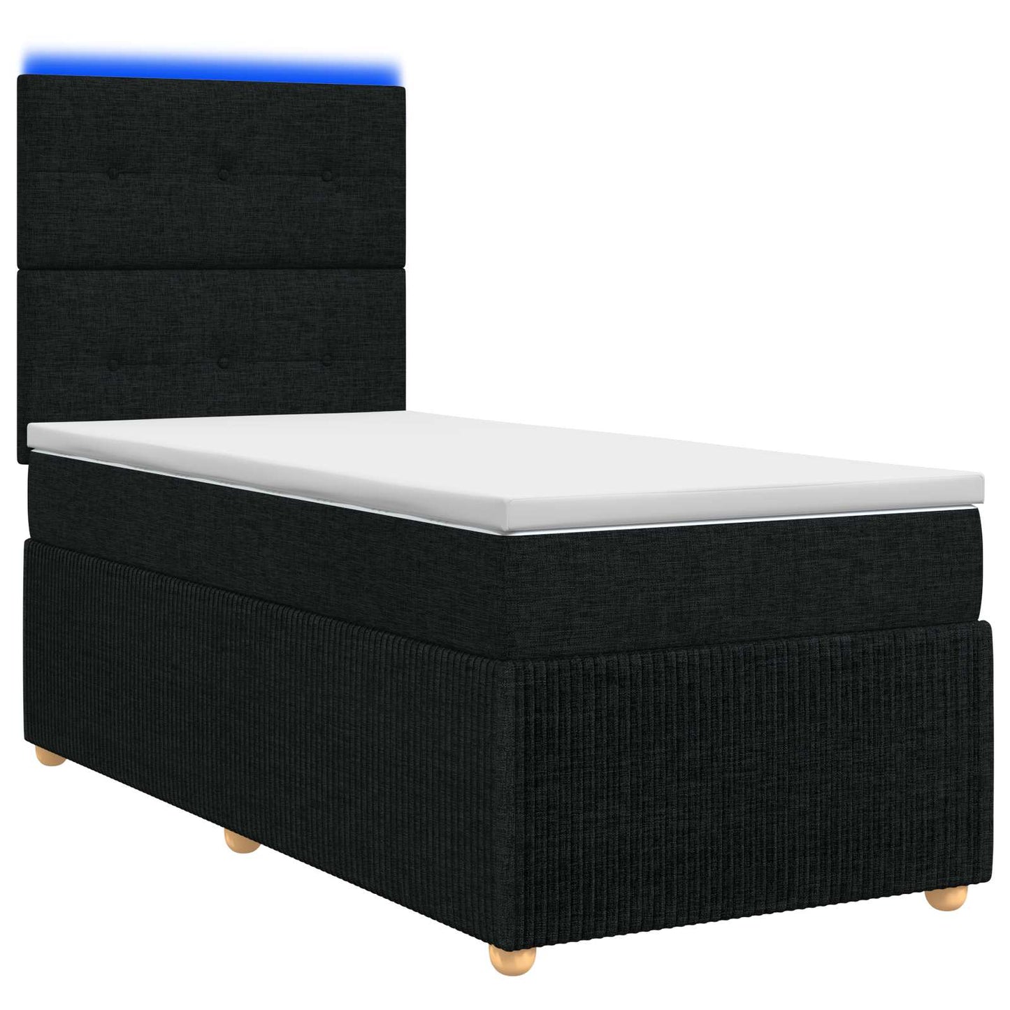 LED Boxspringbett mit Matratze Schwarz 100 x 200 cm Stoff