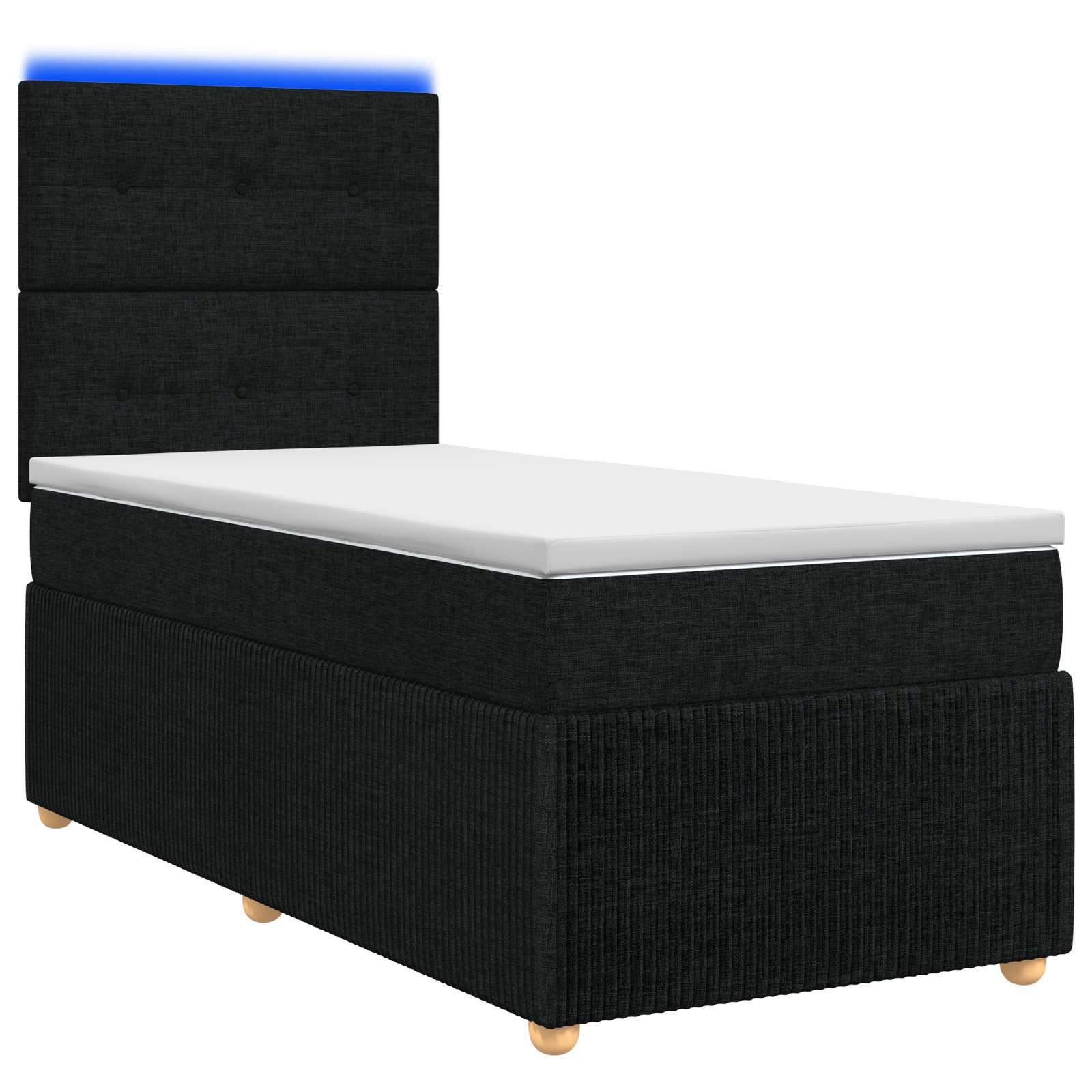 LED Boxspringbett mit Matratze Schwarz 100 x 200 cm Stoff