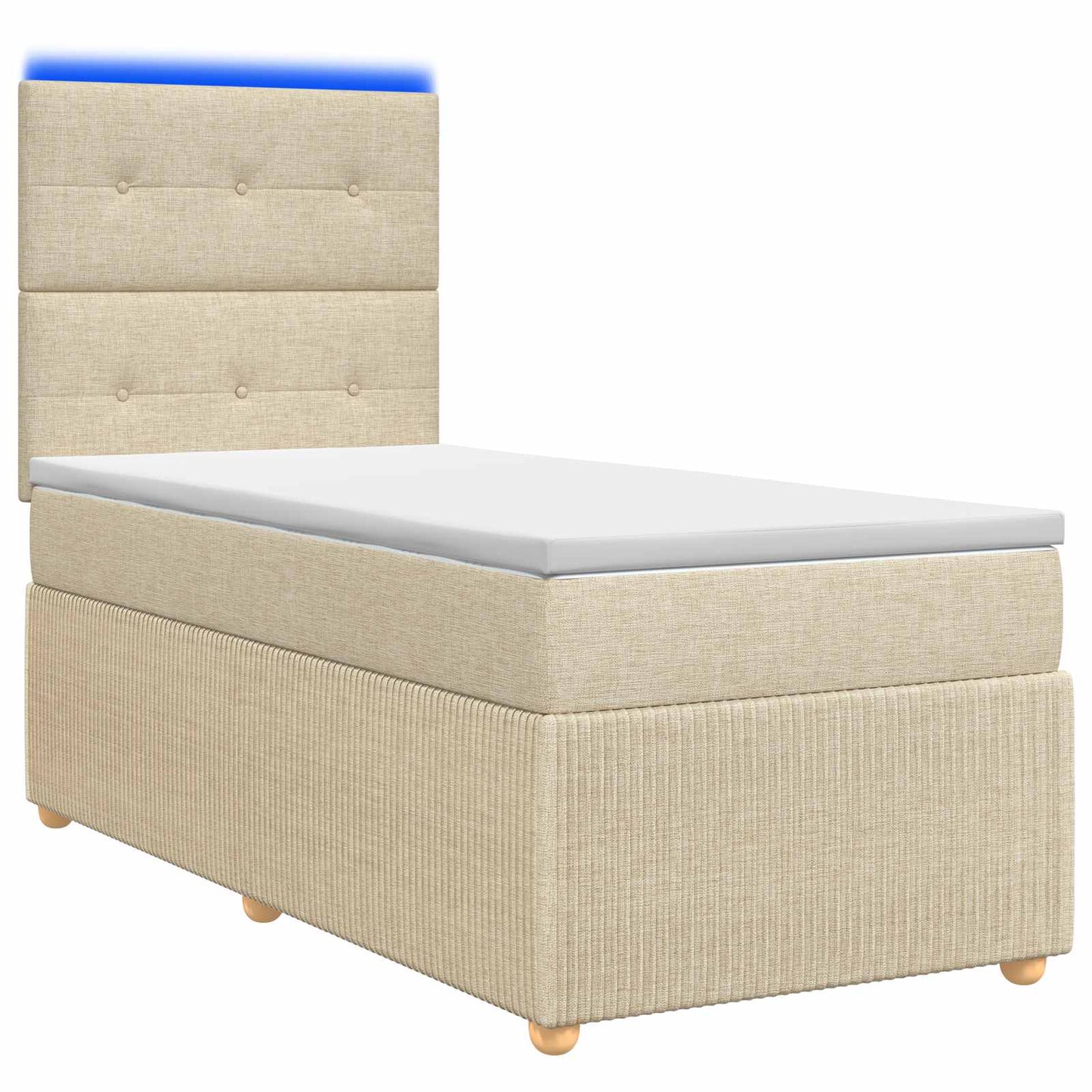 LED Boxspringbett mit Matratze Creme 100 x 200 cm Stoff