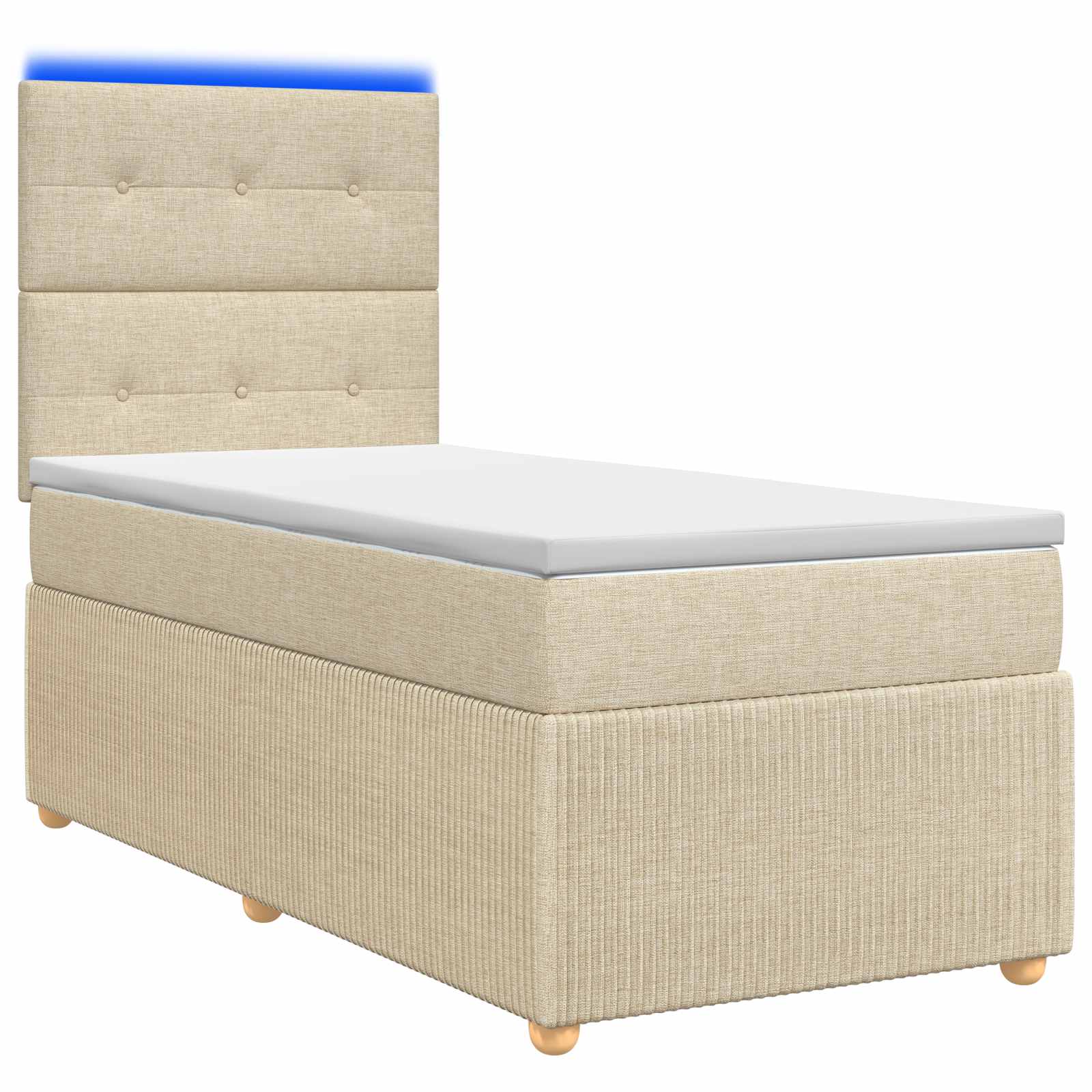 LED Boxspringbett mit Matratze Creme 100 x 200 cm Stoff