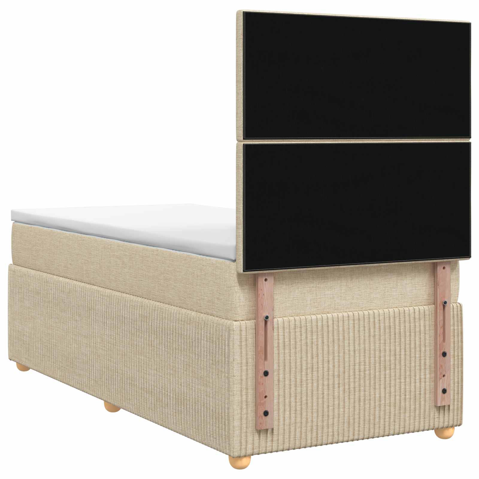 LED Boxspringbett mit Matratze Creme 100 x 200 cm Stoff
