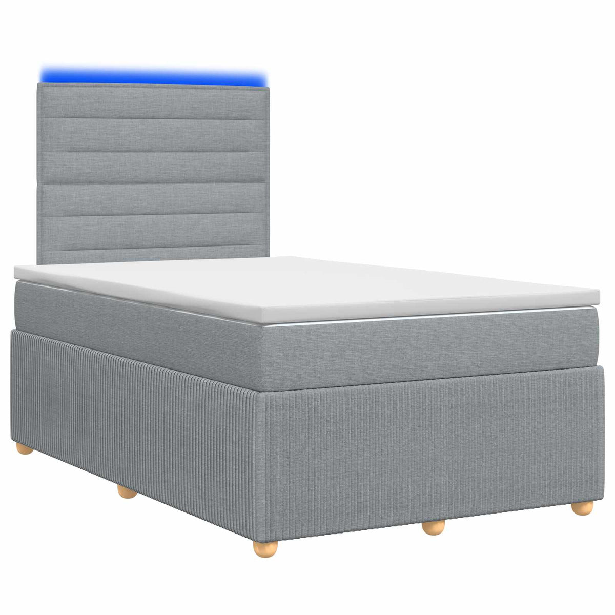 LED Boxspringbett mit Matratze Hellgrau 120 x 190 cm Stoff