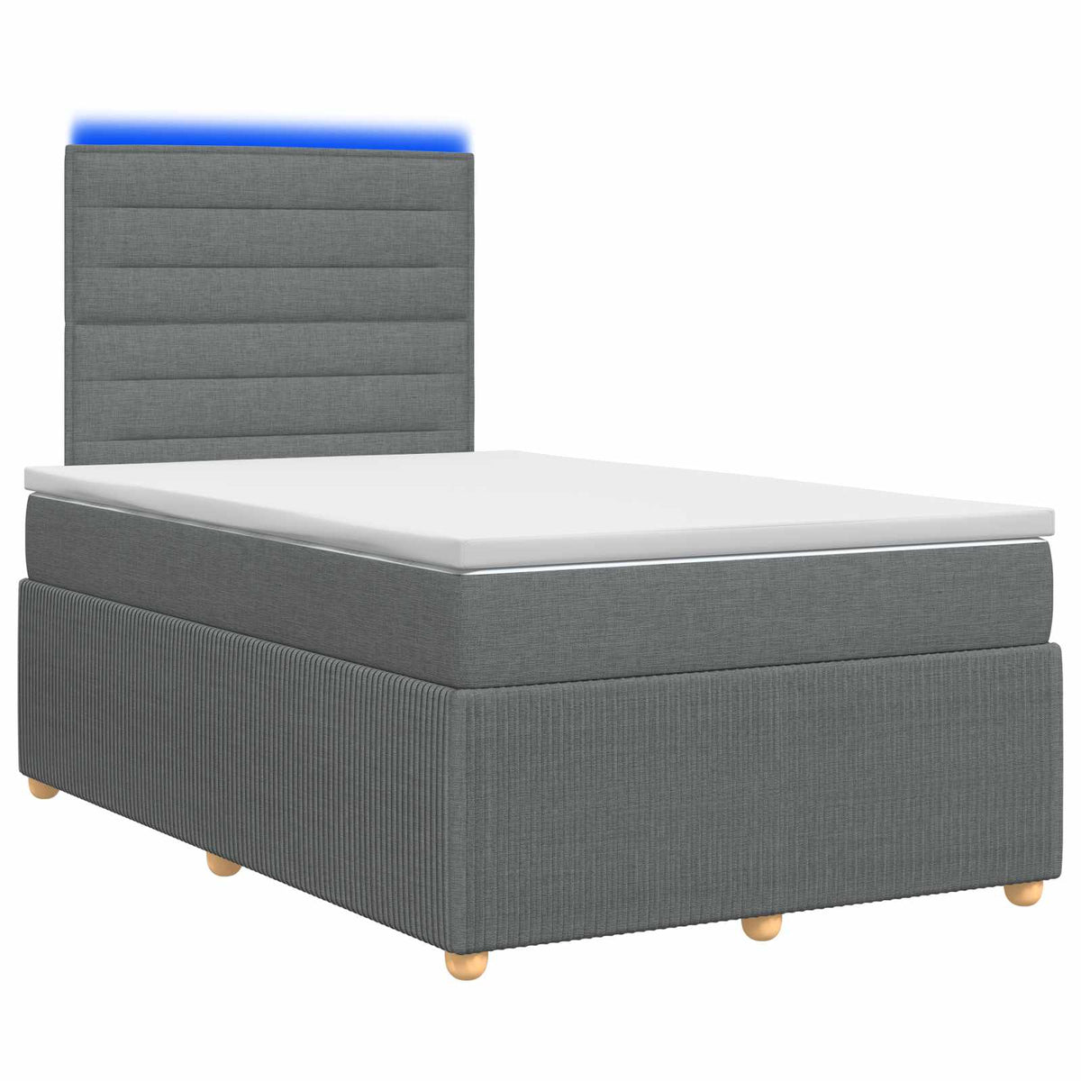 LED Boxspringbett mit Matratze Dunkelgrau 120 x 190 cm Stoff