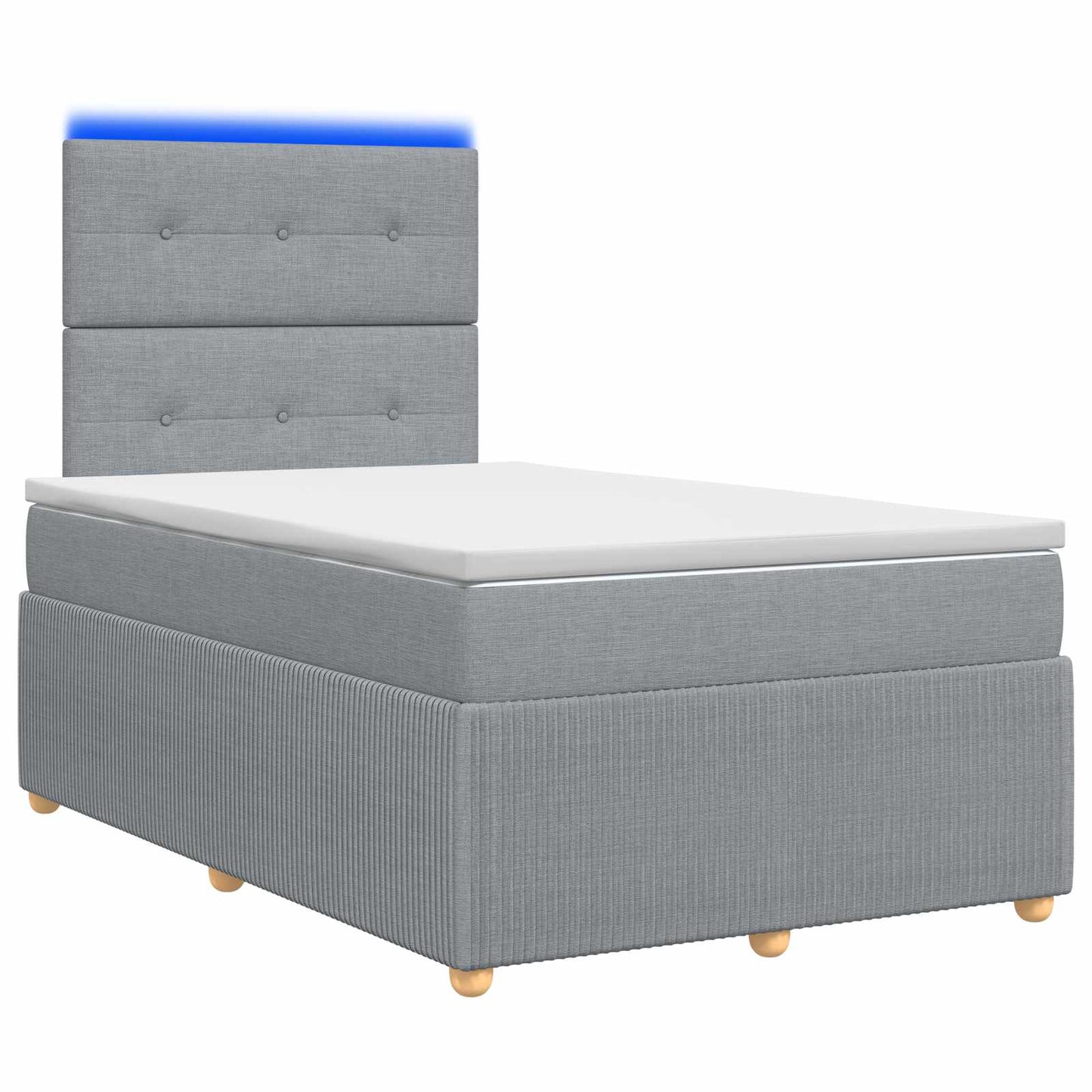 LED Boxspringbett mit Matratze Hellgrau 120 x 190 cm Stoff