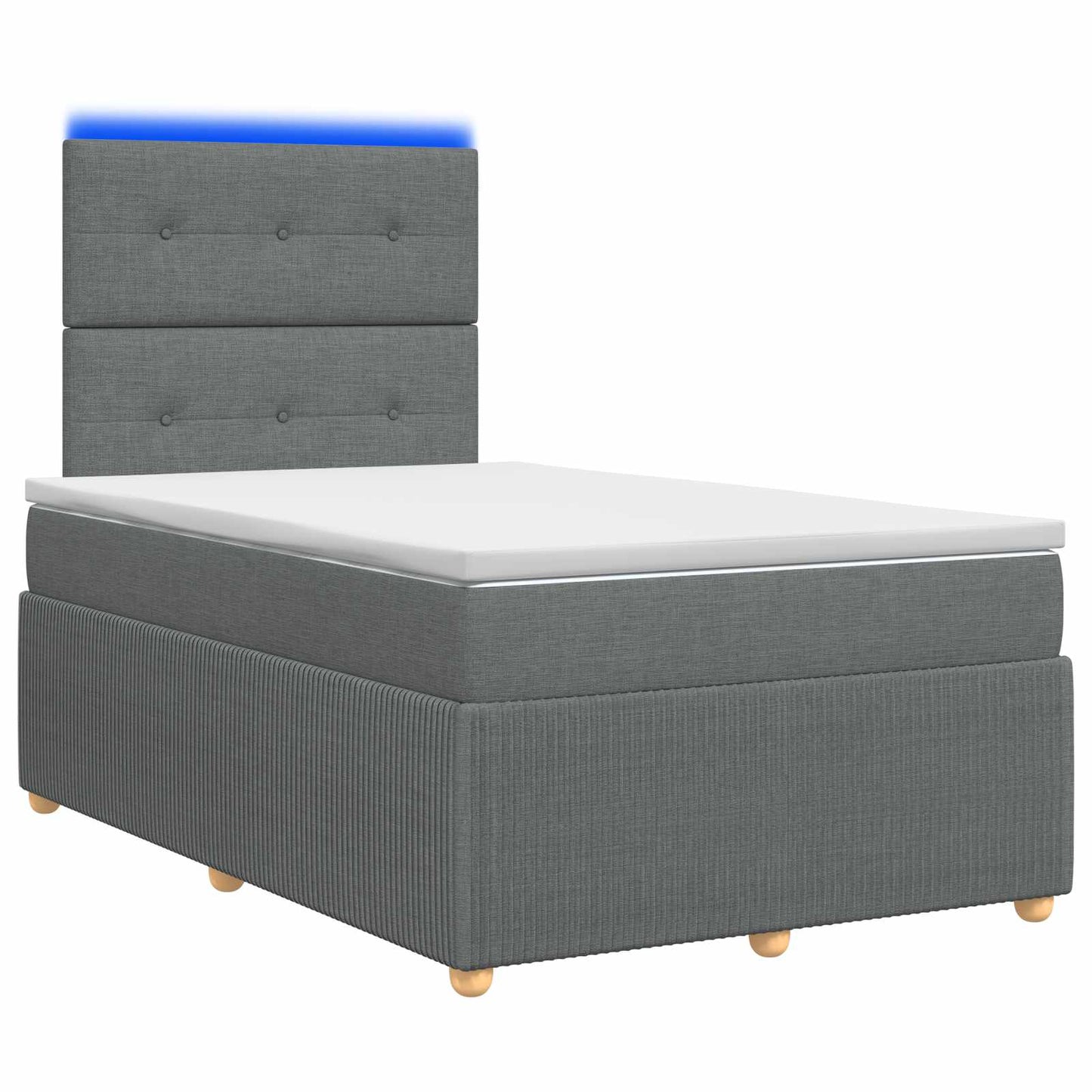 LED Boxspringbett mit Matratze Dunkelgrau 120 x 190 cm Stoff