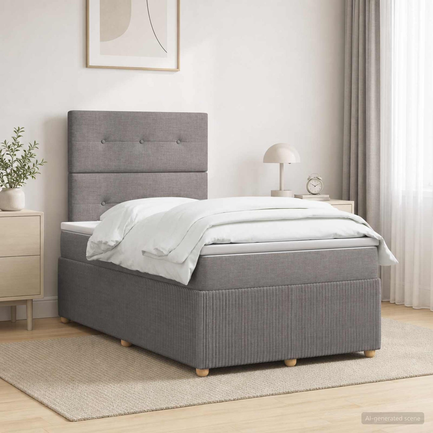 LED Boxspringbett mit Matratze Taupe 120 x 200 cm Stoff