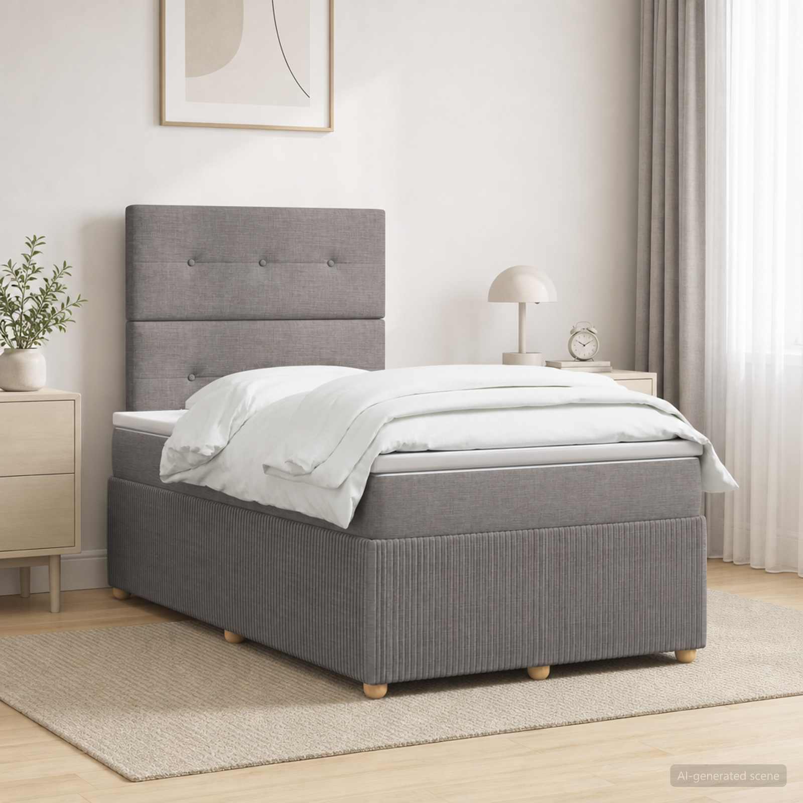 LED Boxspringbett mit Matratze Taupe 120 x 200 cm Stoff