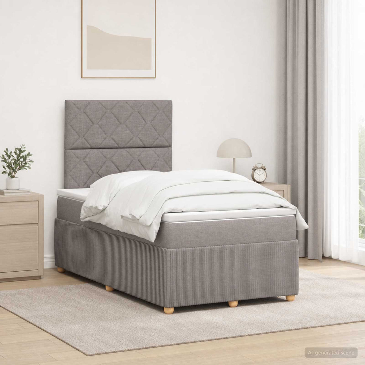 LED Boxspringbett mit Matratze Taupe 120 x 200 cm Stoff
