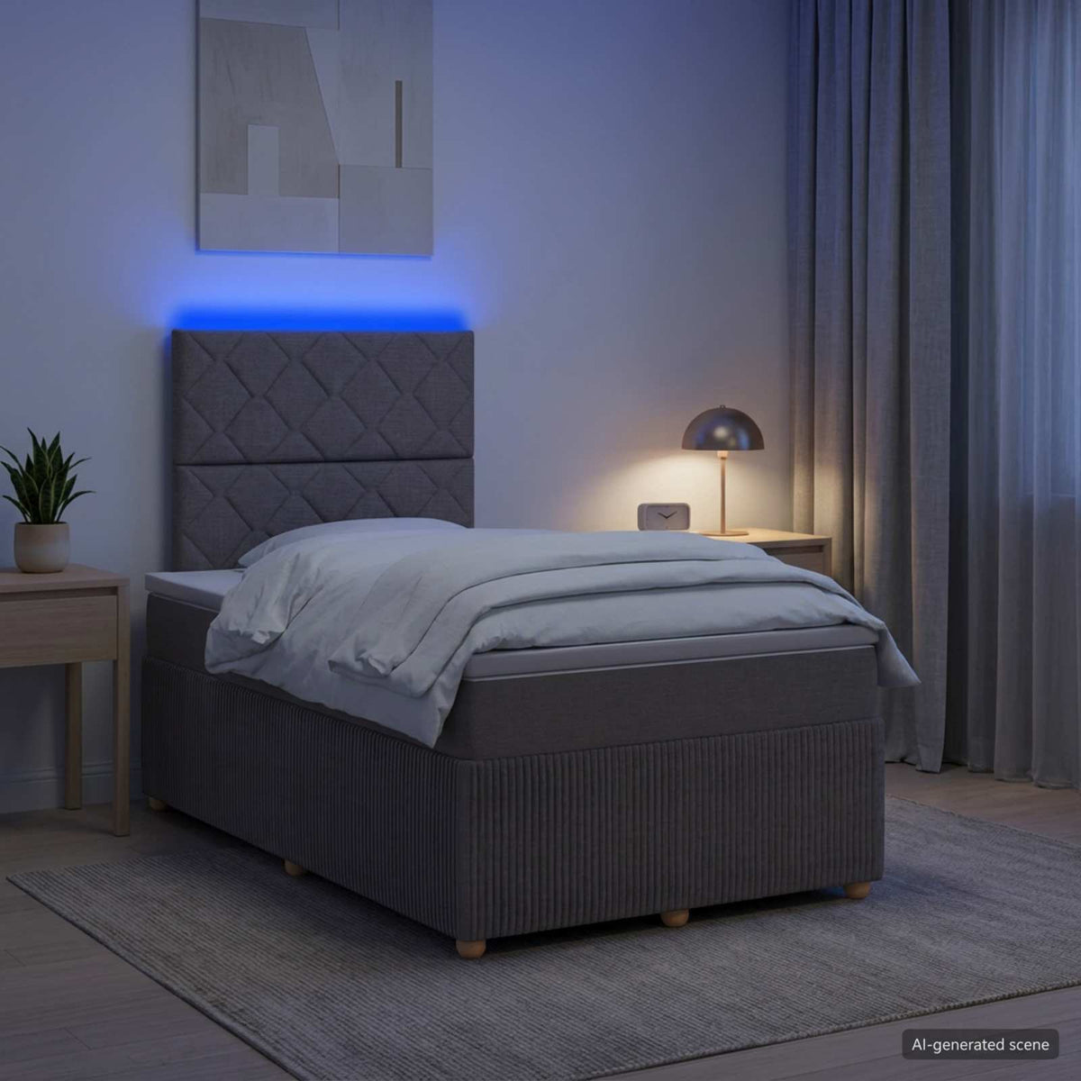 LED Boxspringbett mit Matratze Taupe 120 x 200 cm Stoff