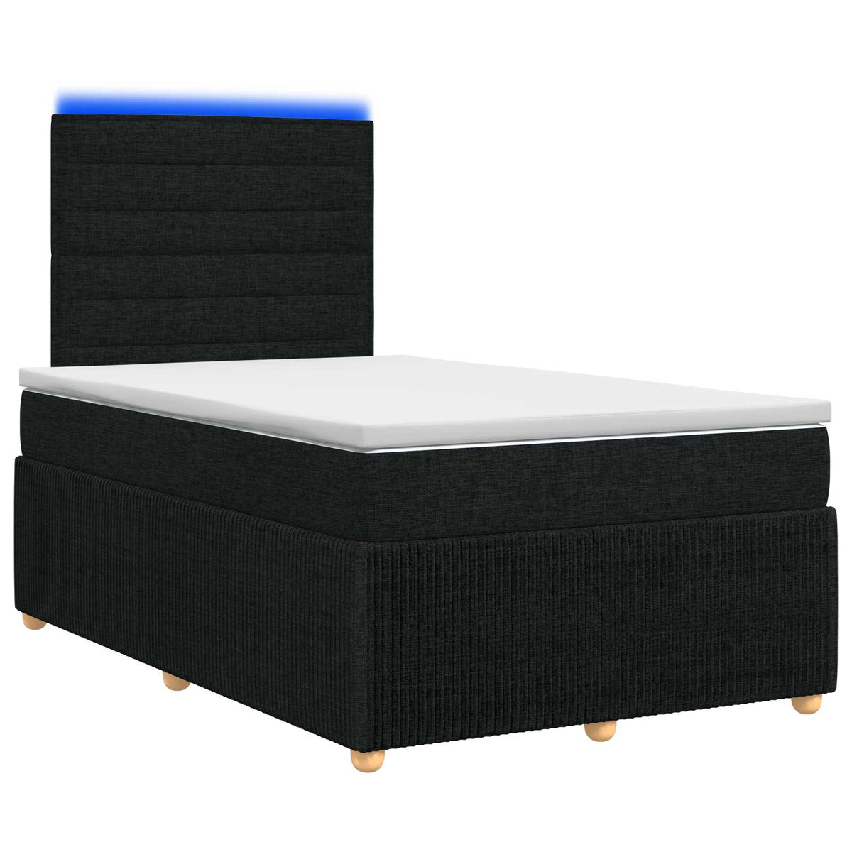LED Boxspringbett mit Matratze Schwarz 120 x 200 cm Stoff