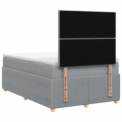 LED Boxspringbett mit Matratze Hellgrau 120 x 200 cm Stoff