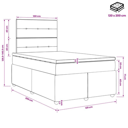 LED Boxspringbett mit Matratze Hellgrau 120 x 200 cm Stoff