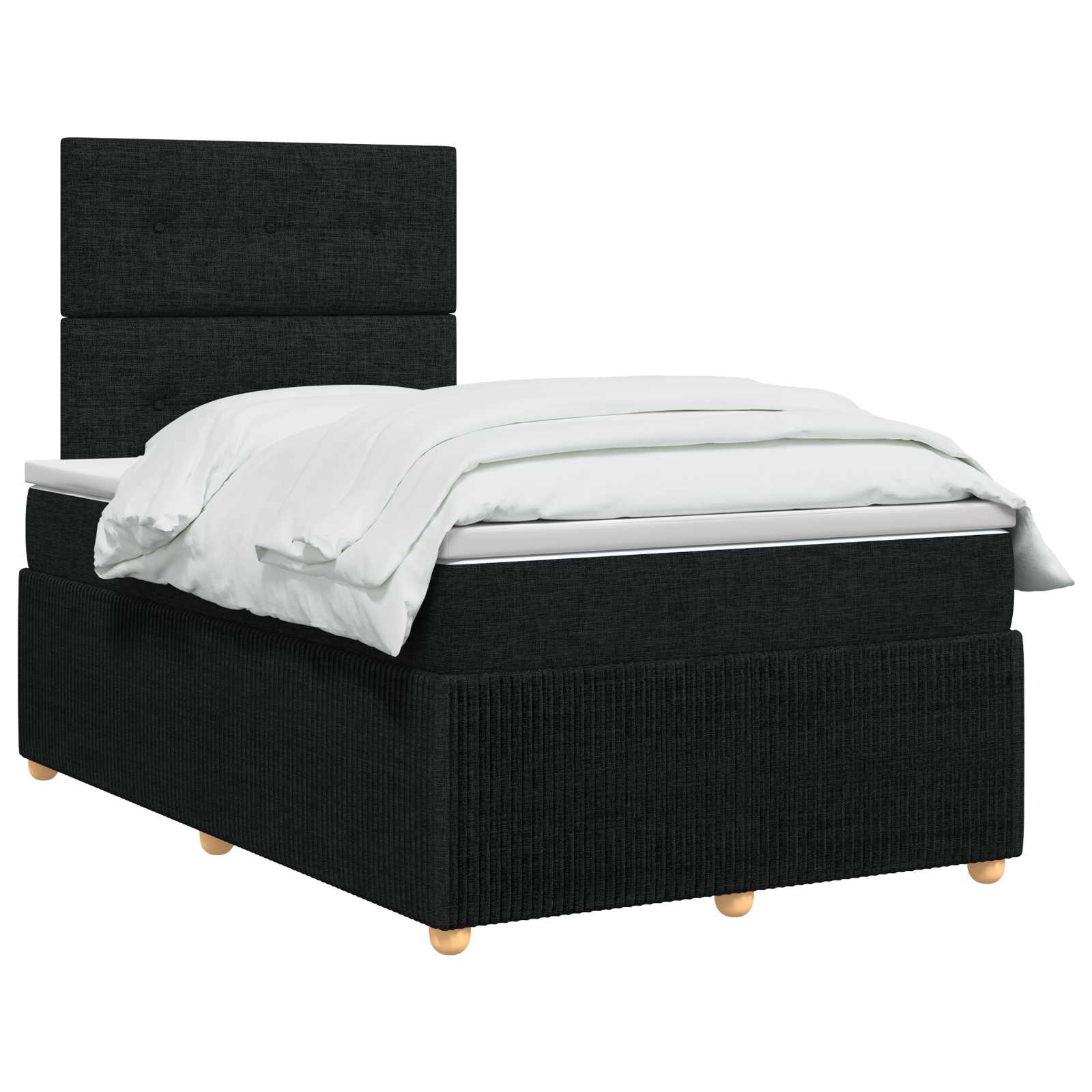 LED Boxspringbett mit Matratze Schwarz 120 x 200 cm Stoff
