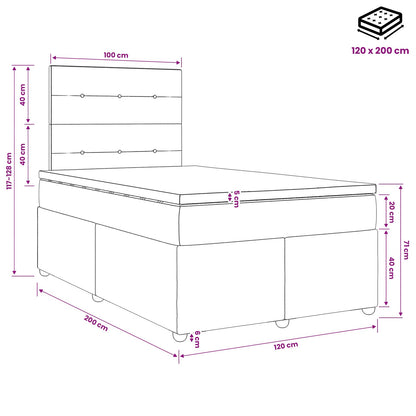 LED Boxspringbett mit Matratze Schwarz 120 x 200 cm Stoff