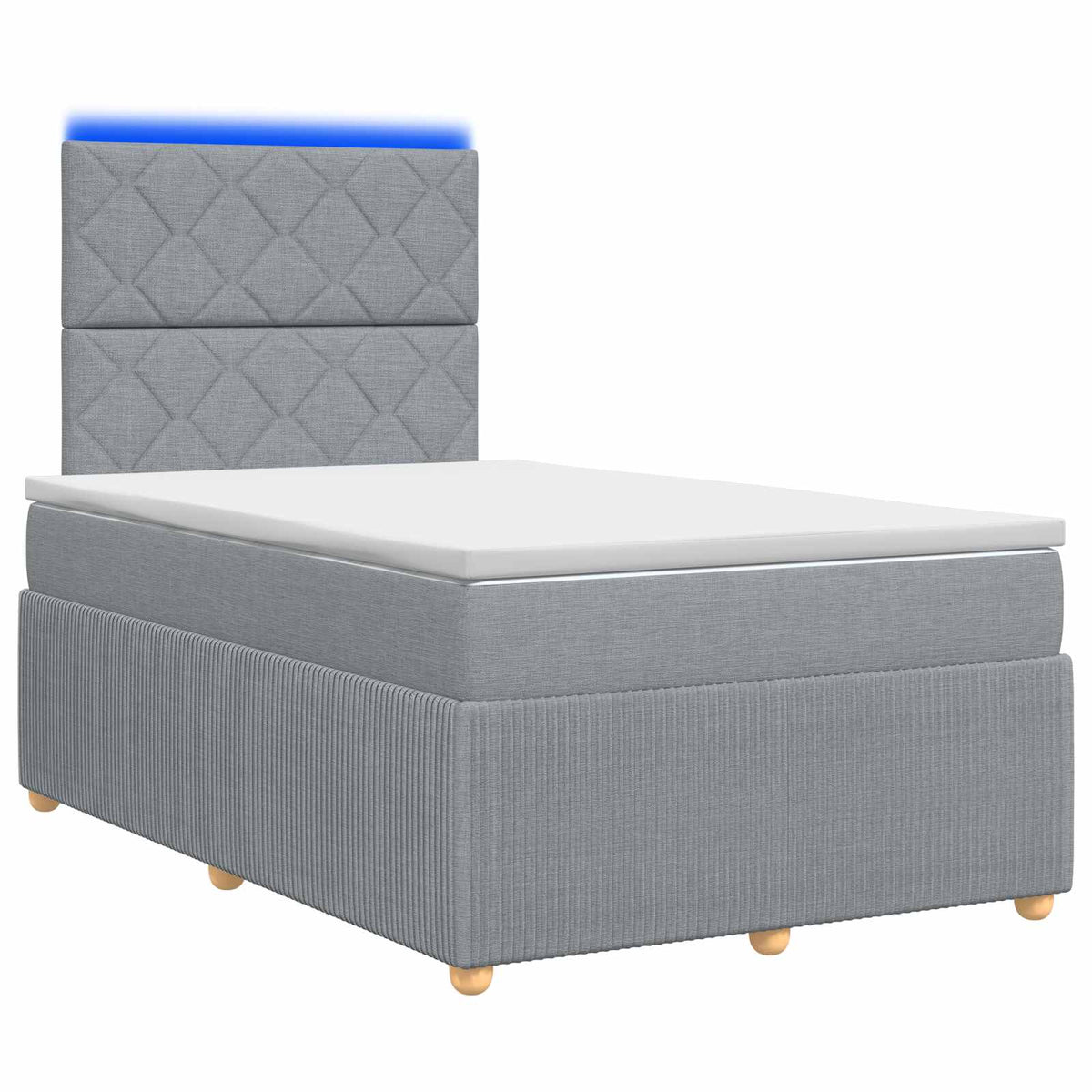 LED Boxspringbett mit Matratze Hellgrau 120 x 200 cm Stoff