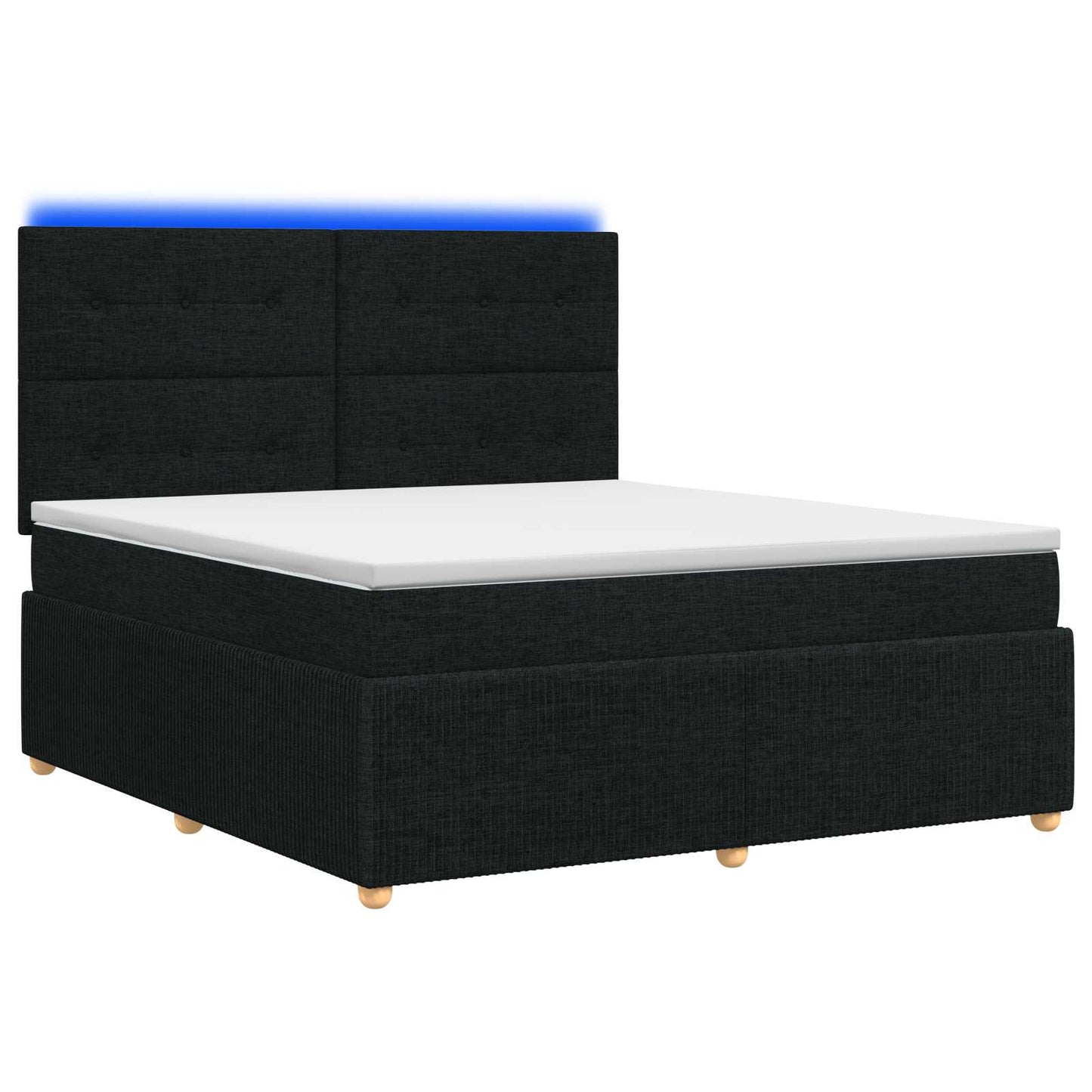 LED Boxspringbett mit Matratze Schwarz 140 x 190 cm Stoff