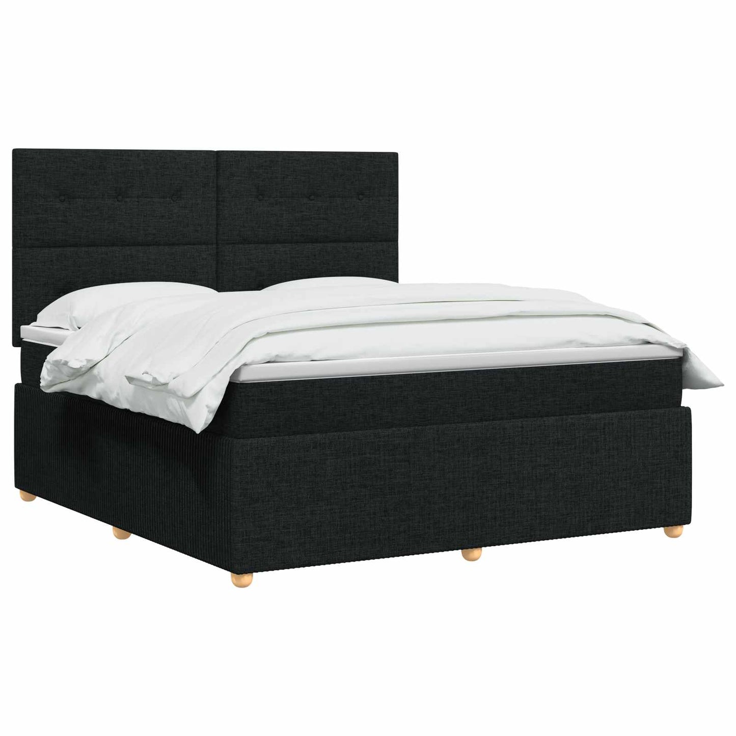 LED Boxspringbett mit Matratze Schwarz 140 x 190 cm Stoff