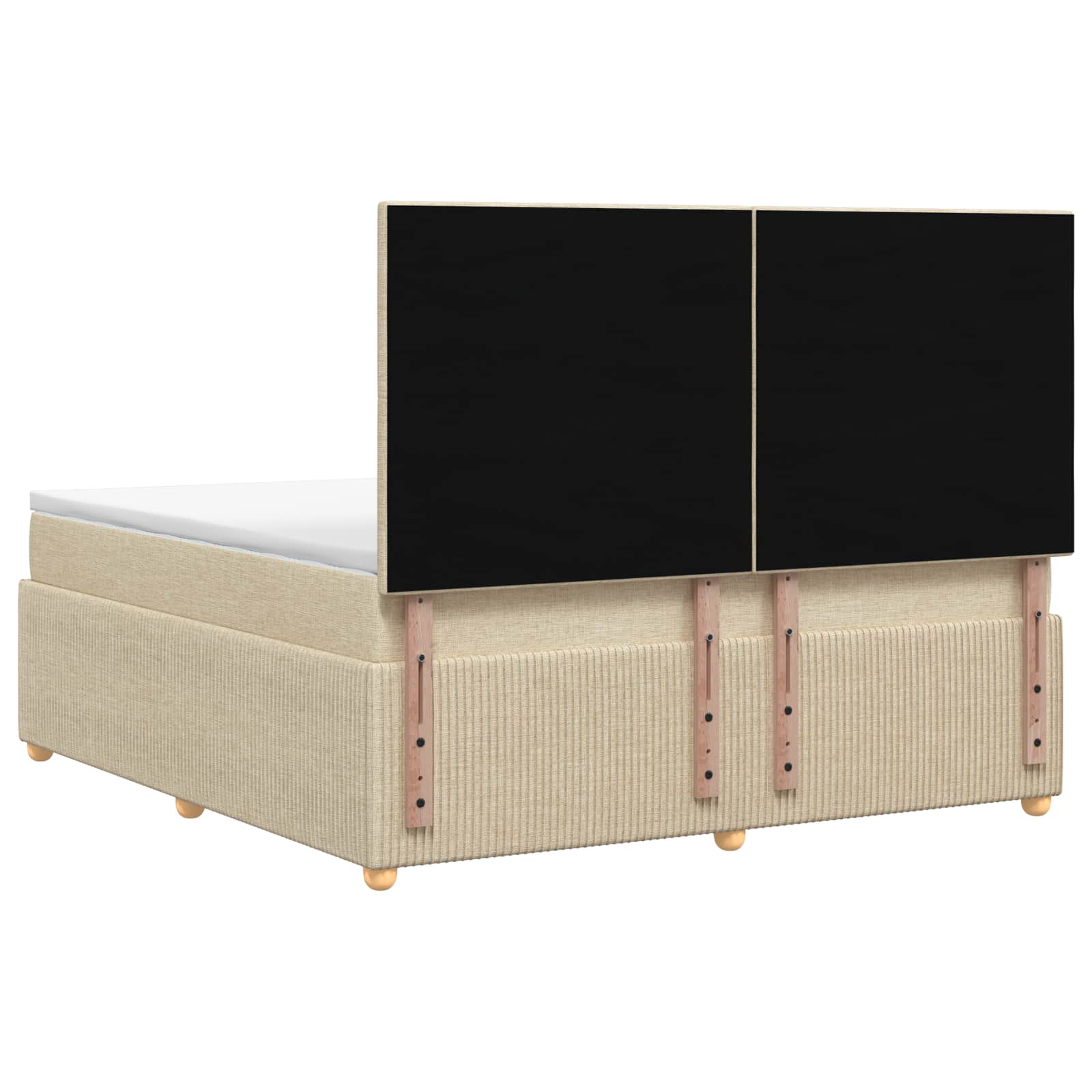 LED Boxspringbett mit Matratze Creme 140 x 190 cm Stoff