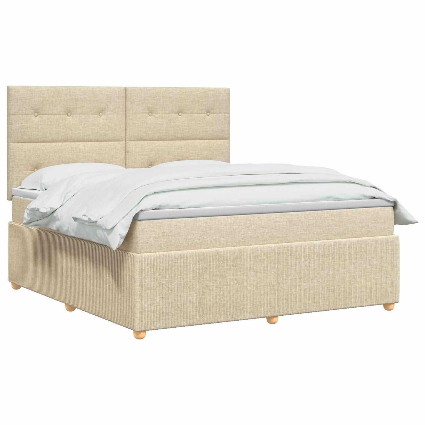 LED Boxspringbett mit Matratze Creme 140 x 190 cm Stoff