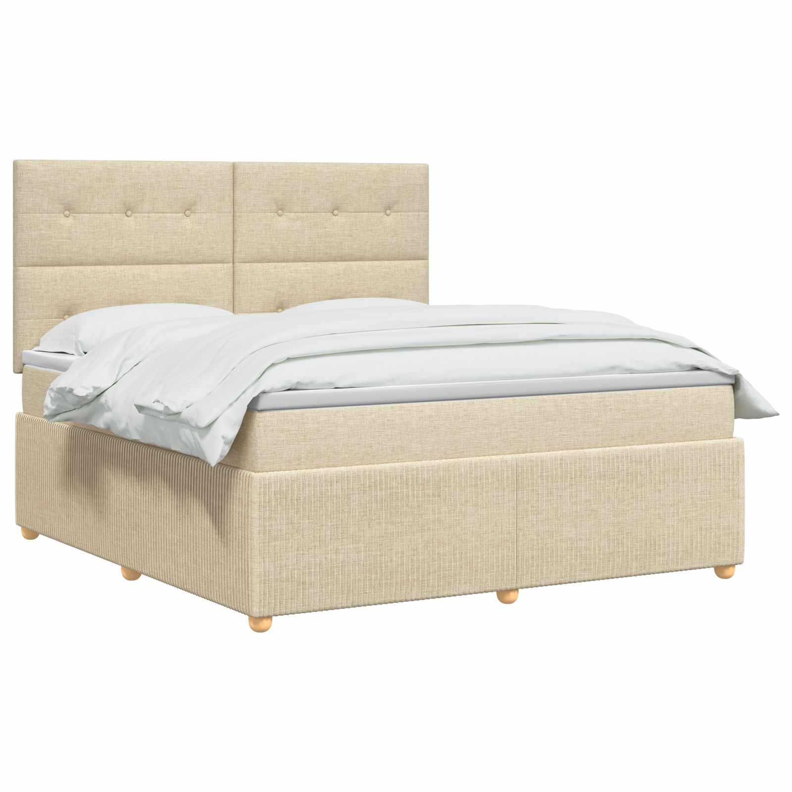 LED Boxspringbett mit Matratze Creme 140 x 190 cm Stoff