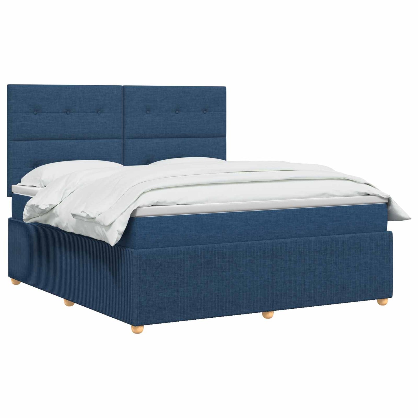 LED Boxspringbett mit Matratze Blau 140 x 190 cm Stoff