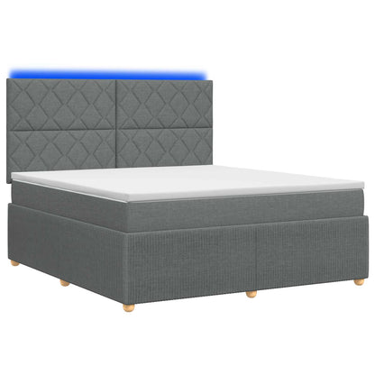 LED Boxspringbett mit Matratze Dunkelgrau 140 x 190 cm Stoff