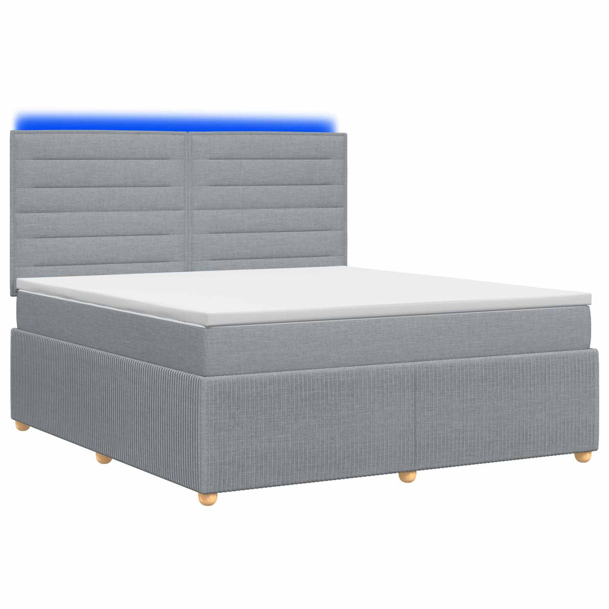LED Boxspringbett mit Matratze Hellgrau 140 x 200 cm Stoff