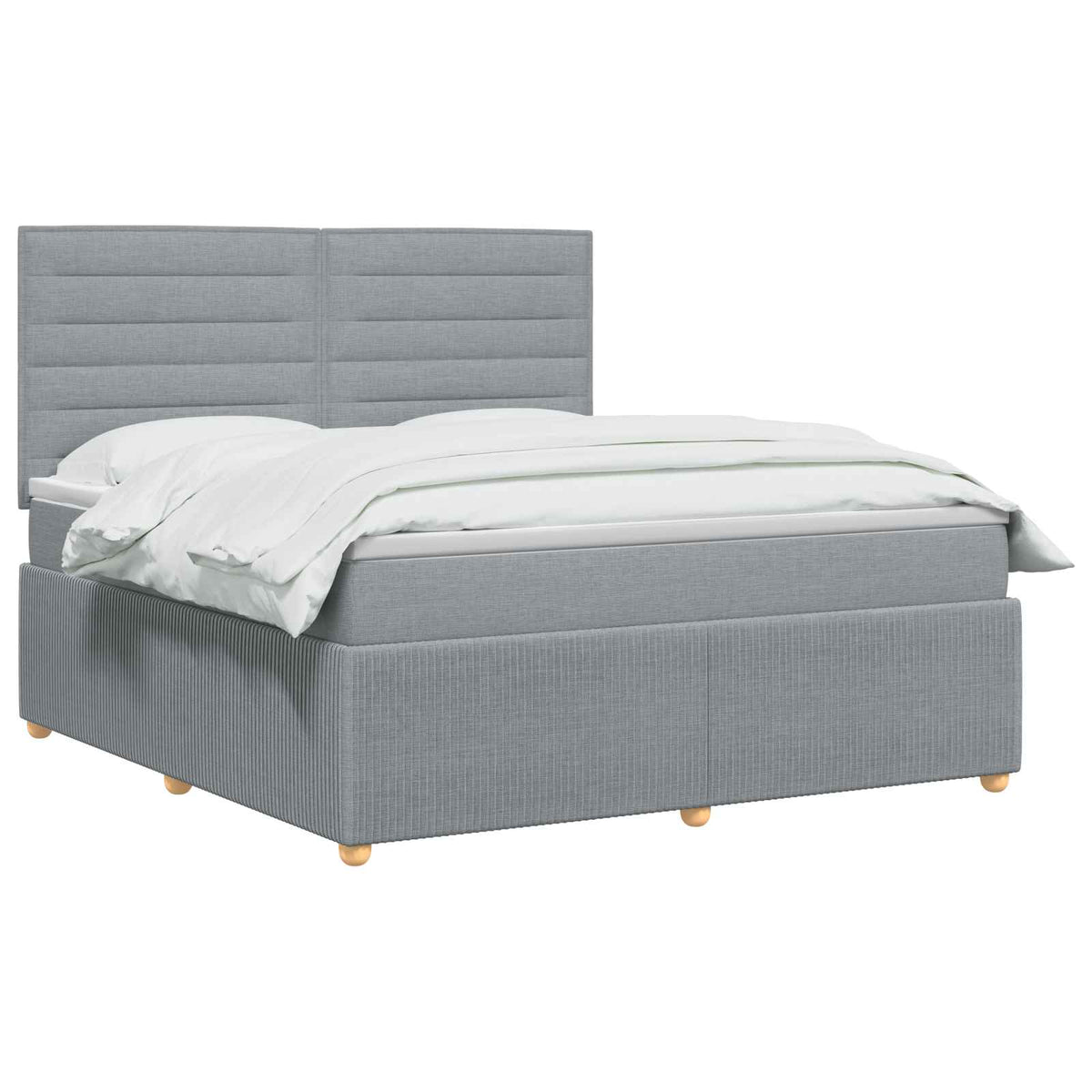 LED Boxspringbett mit Matratze Hellgrau 140 x 200 cm Stoff