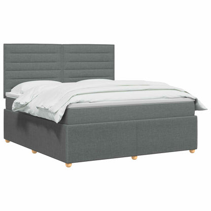 LED Boxspringbett mit Matratze Dunkelgrau 140 x 200 cm Stoff