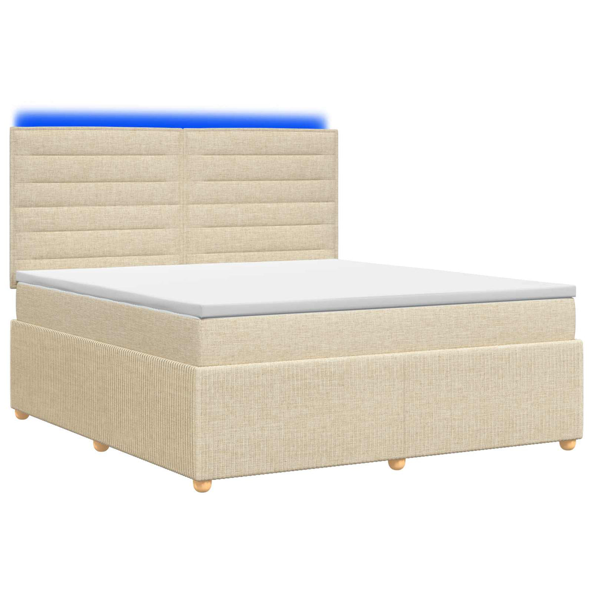 LED Boxspringbett mit Matratze Creme 140 x 200 cm Stoff