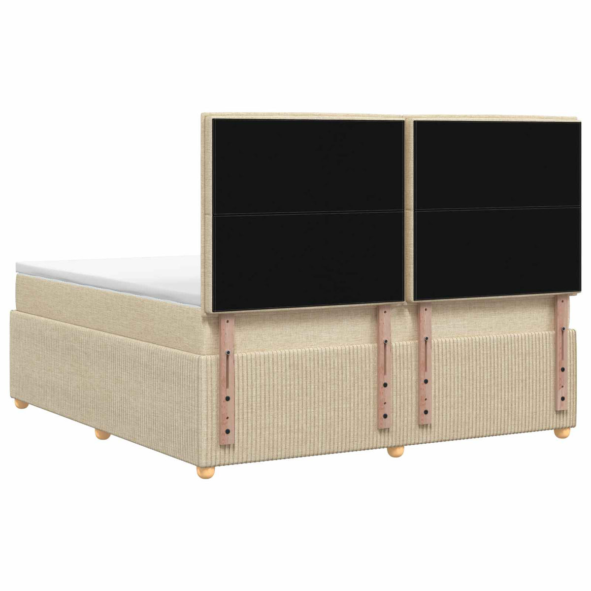LED Boxspringbett mit Matratze Creme 140 x 200 cm Stoff