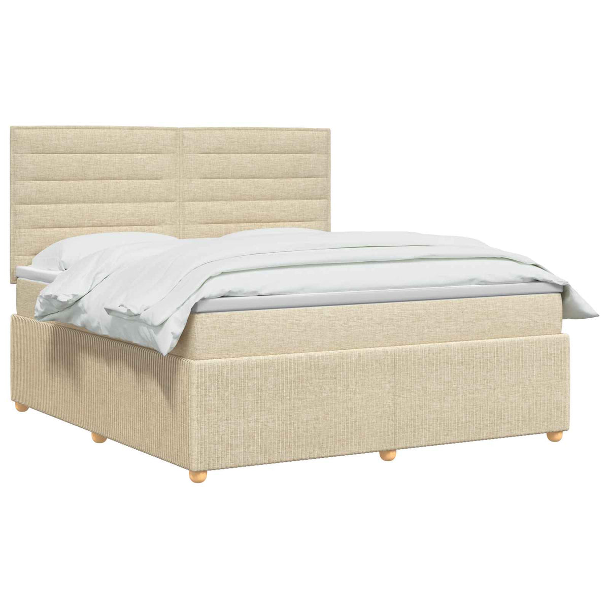 LED Boxspringbett mit Matratze Creme 140 x 200 cm Stoff