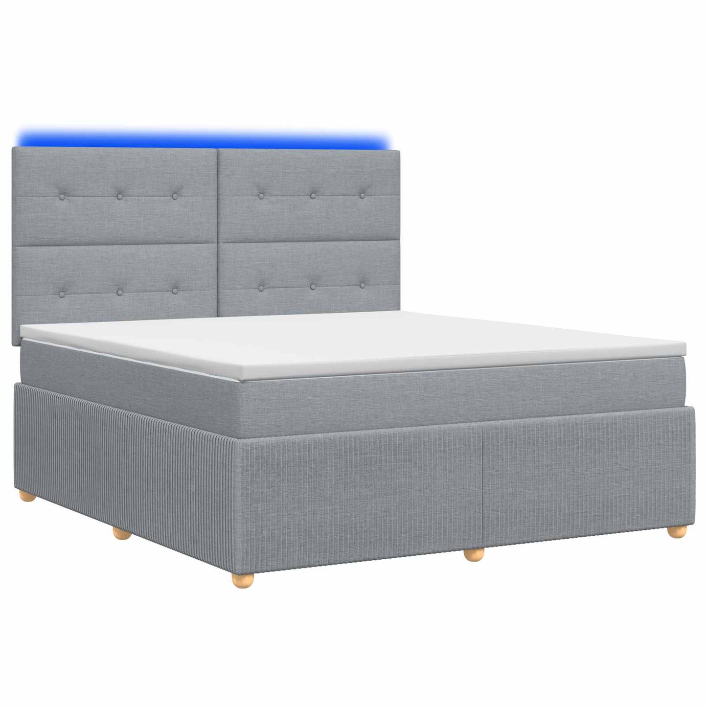 LED Boxspringbett mit Matratze Hellgrau 140 x 200 cm Stoff