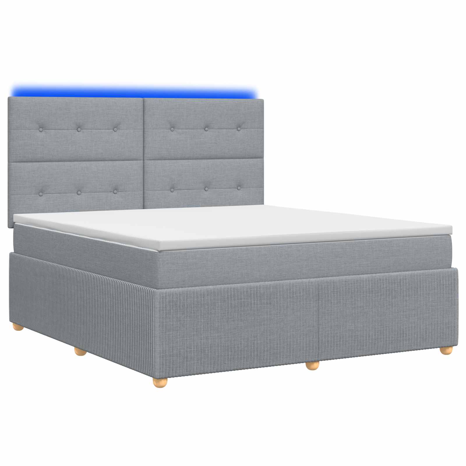 LED Boxspringbett mit Matratze Hellgrau 140 x 200 cm Stoff