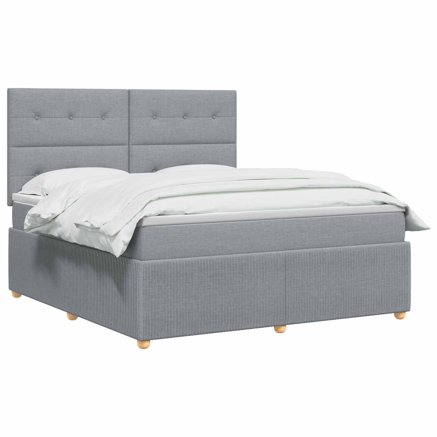 LED Boxspringbett mit Matratze Hellgrau 140 x 200 cm Stoff