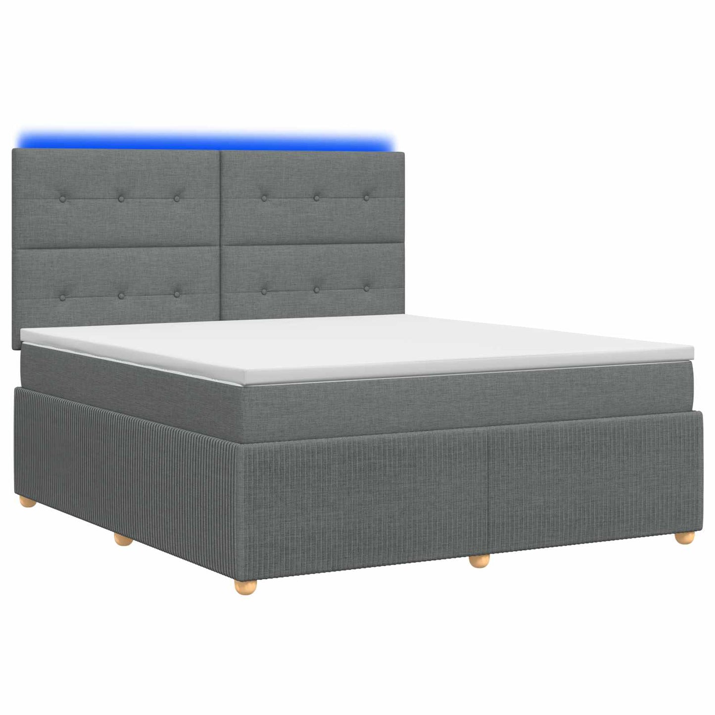 LED Boxspringbett mit Matratze Dunkelgrau 140 x 200 cm Stoff