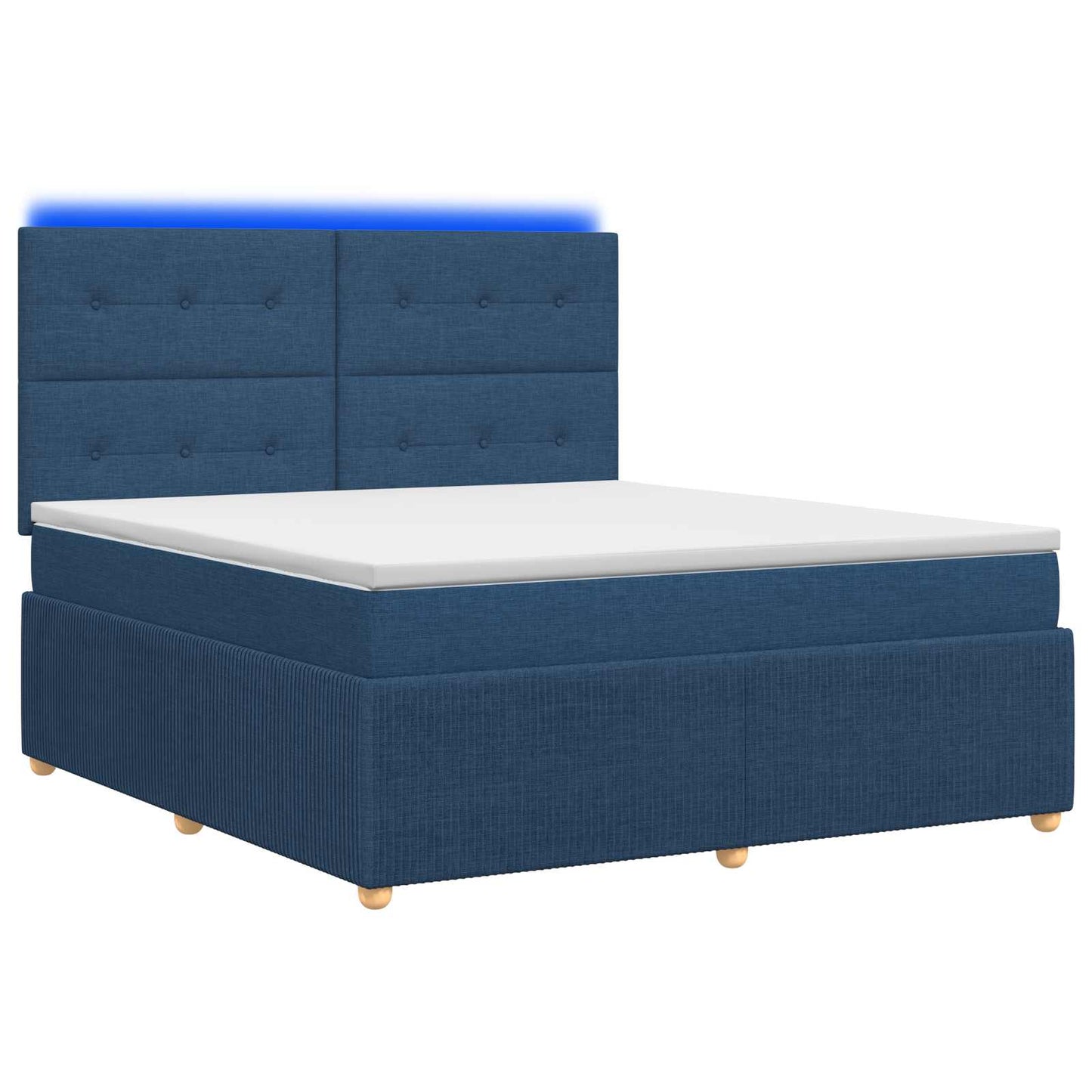 LED Boxspringbett mit Matratze Blau 140 x 200 cm Stoff