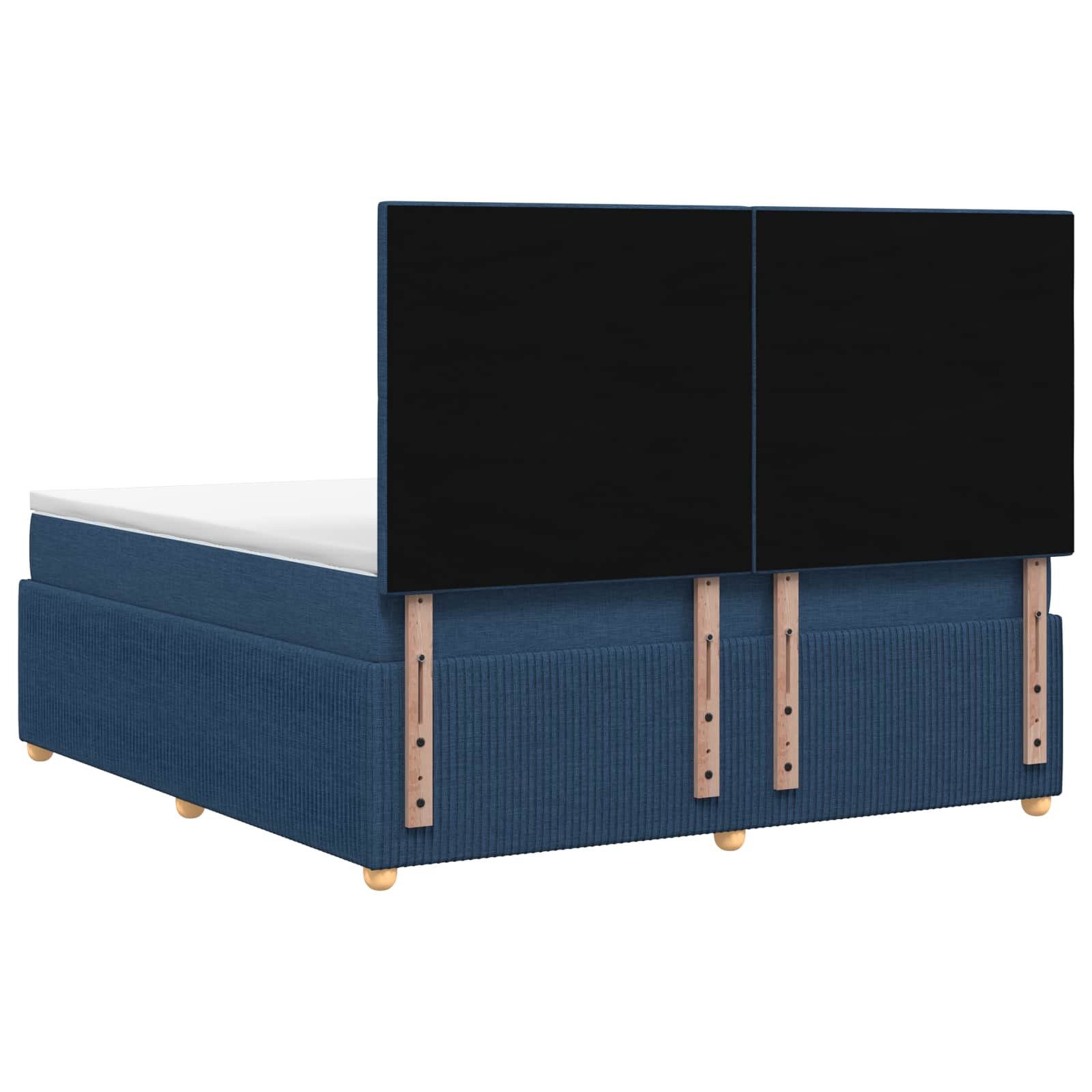 LED Boxspringbett mit Matratze Blau 140 x 200 cm Stoff