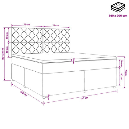 LED Boxspringbett mit Matratze Dunkelgrau 140 x 200 cm Stoff